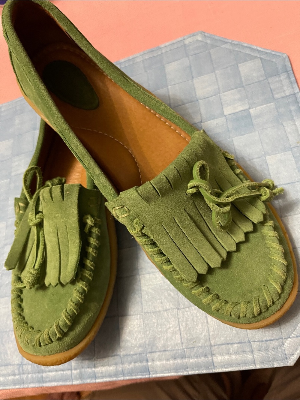 Fossil Olive Green Suede Fringe Moccasins for Women - Picture 3 of 9